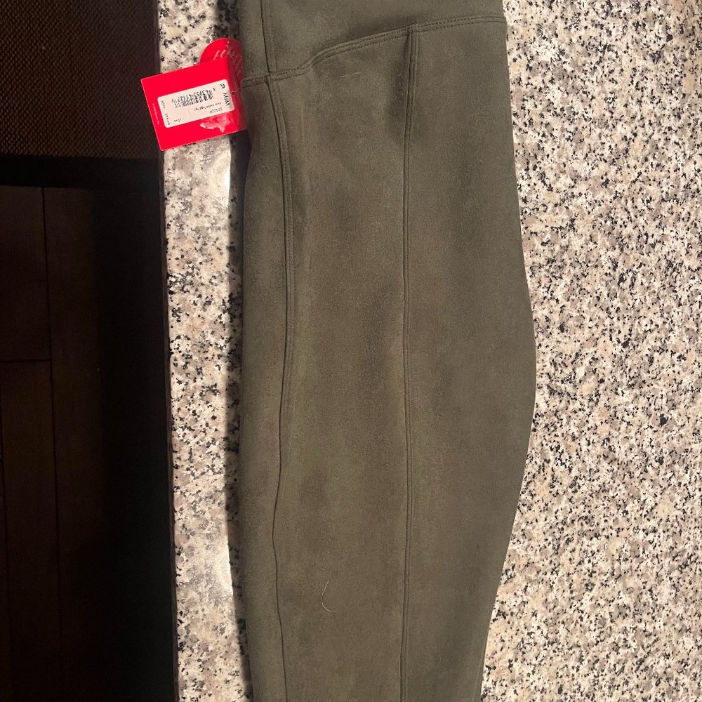 Spanx Faux Suede Leggings - Olive